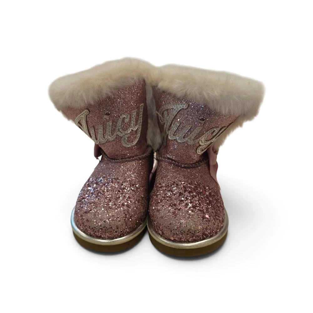 Juicy Couture Toddler Boots SZ 6M Style CB1350 Faux Fur McBling Barbiecore glam